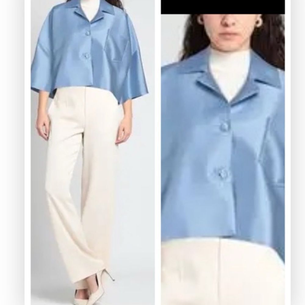 DICE KAYEK Suit Jacket Sky Polyester, Silk - Blue size Large NWT $1032